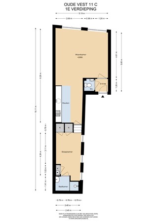 Floorplan - Oude Vest 11C, 2312 XP Leiden